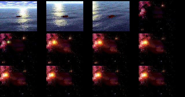 Twelve-frame contact sheet of the Eternal Champions intro cinematic proving frame-to-frame motion