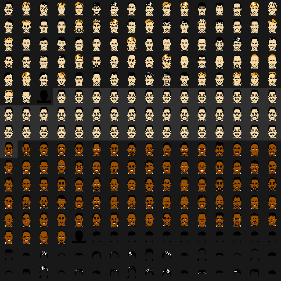 All 256 generated player faces