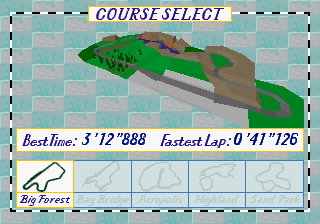 Virtua Racing Deluxe course select screen