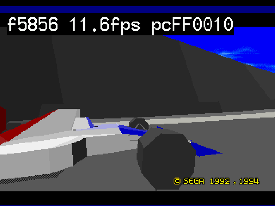 Virtua Racing Deluxe running on the Dreamcast build